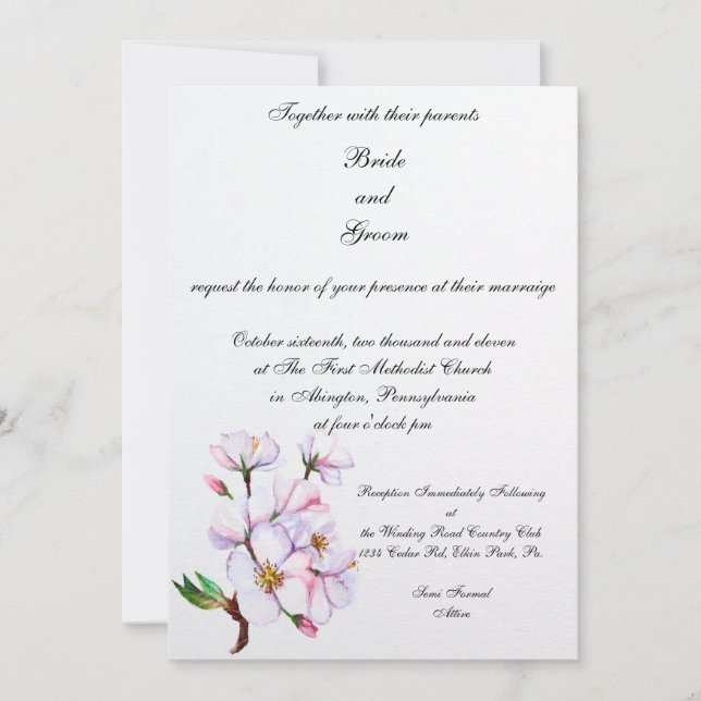PMACarlson Cherry Blossom Wedding Invitation (Front)
