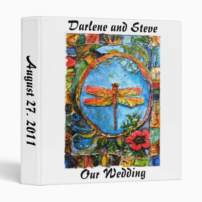 PMACarlson Dragonfly Wedding Album 3 Ring Binder (Front/Spine)