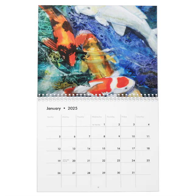PMACarlson Koi Watercolor Calender Calendar Zazzle