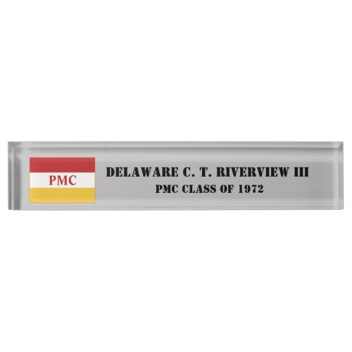 PMC DESK NAMEPLATE wPMC Flag BLK TEXT