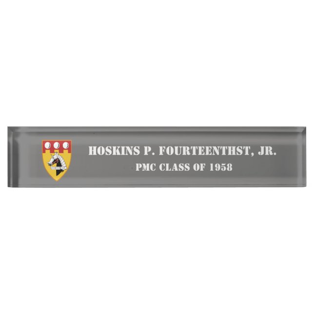 PMC DESK NAMEPLATE w/PMC Seal (WHT TEXT) (Front)
