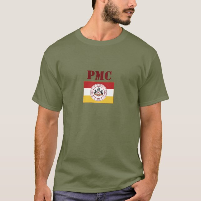 PMC TEE in w/PMC FLAG logo & PMC initials (Front)