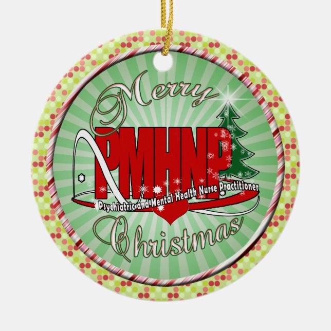 PMHNP CHRISTMAS Psychiatric  Mental Health Nurse Ceramic Ornament (Front)