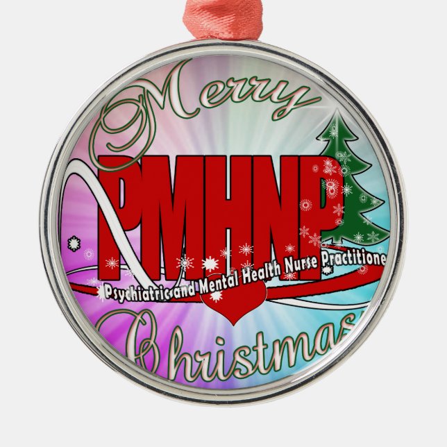PMHNP CHRISTMAS Psychiatric  Mental Health Nurse Metal Ornament (Front)