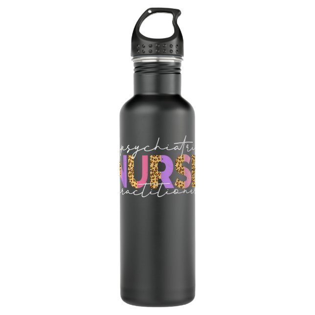 PMHNP Cute Psychiatric Nurse Practitioner Leopard  Stainless Steel Water Bottle (Front)