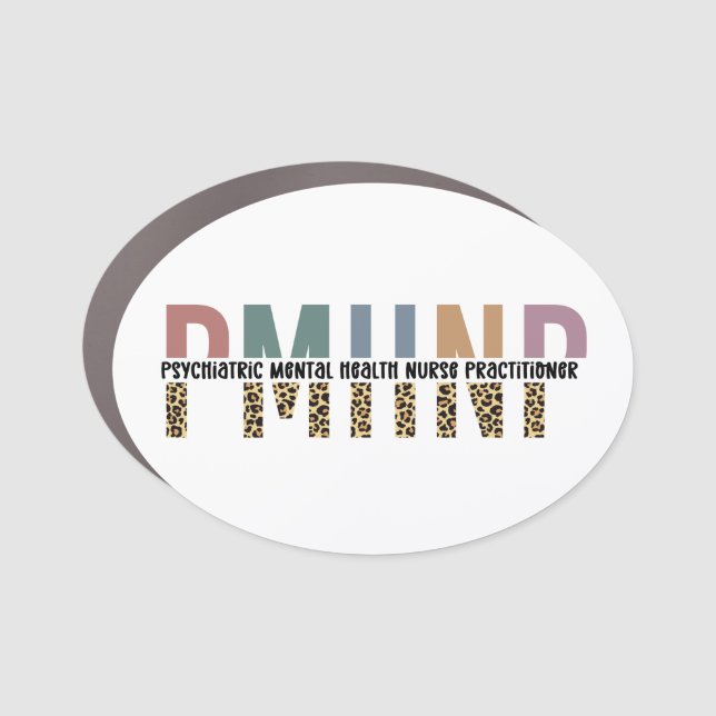 PMHNP Leopard Print Psychiatric Mental Health NP Car Magnet (Front)