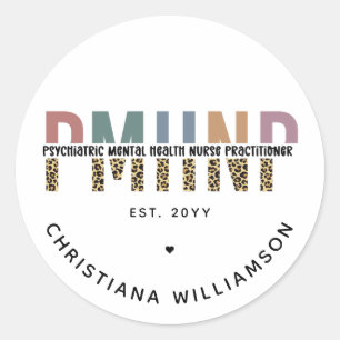 PMHNP Leopard Print Psychiatric Mental Health NP Classic Round Sticker