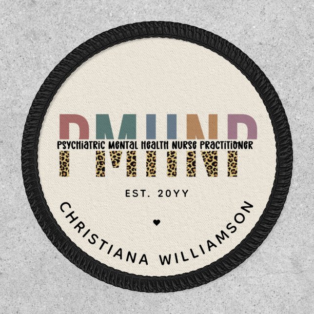 PMHNP Leopard Print Psychiatric Mental Health NP Patch (Front)