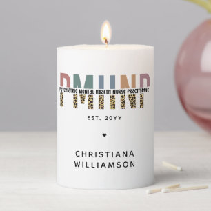 PMHNP Leopard Print Psychiatric Mental Health NP Pillar Candle