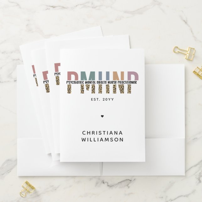 PMHNP Leopard Print Psychiatric Mental Health NP Pocket Folder (In Situ)