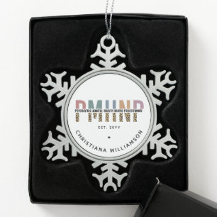 PMHNP Leopard Print Psychiatric Mental Health NP Snowflake Pewter Christmas Ornament