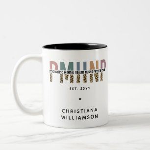 PMHNP Leopard Print Psychiatric Mental Health NP Two-Tone Coffee Mug