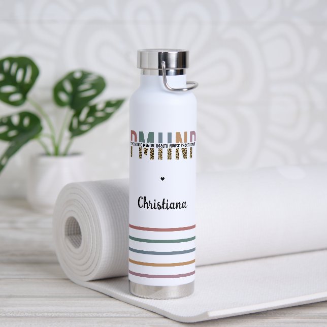 PMHNP Leopard Print Psychiatric Mental Health NP Water Bottle (Yoga)