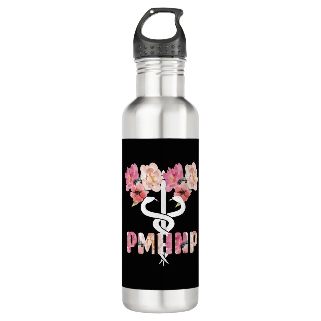 PMHNP Psychiatric Mental Health Nurse Practitioner Stainless Steel Water Bottle (Front)