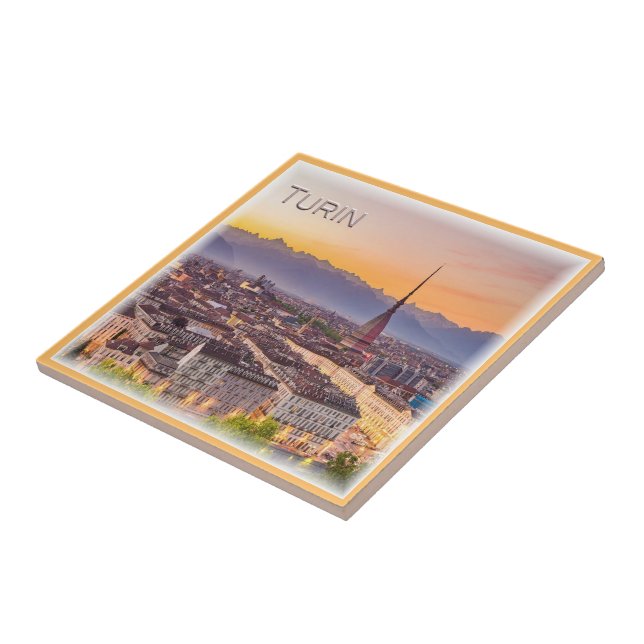 PMT001 TURIN at sunset - Piedmont - Italy - Ceramic Tile (Side)