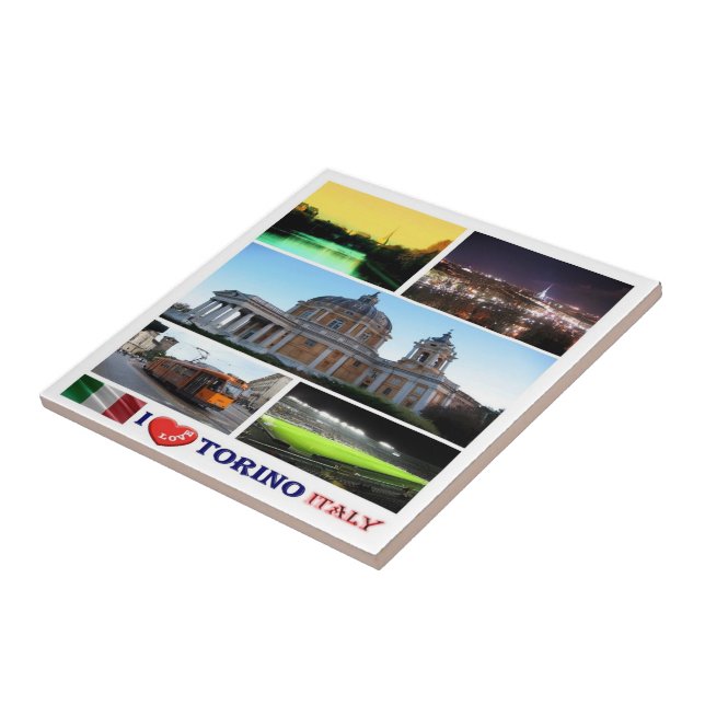 PMT015 TURIN I Love, Mosaic, Italy, Ceramic Tile (Side)