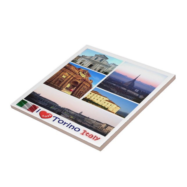 PMT016 TURIN I Love, mosaic, Italy, Ceramic Tile (Side)