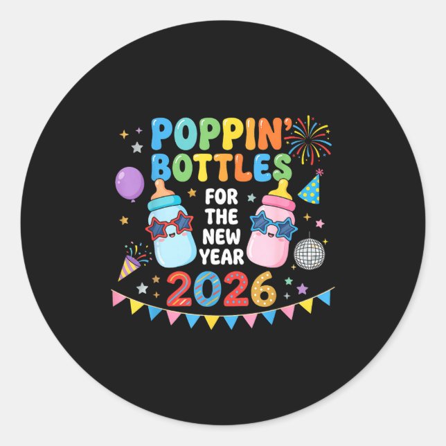 Pn Bottles For The New Year 2026 Baby Bottle Party Classic Round Sticker (Front)