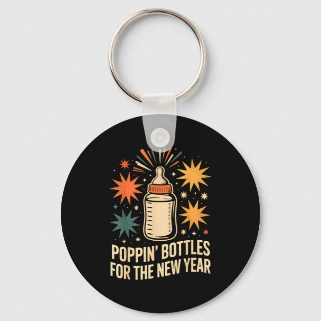 Pn Bottles For The New Year Happy New Year Mother  Keychain (Front)