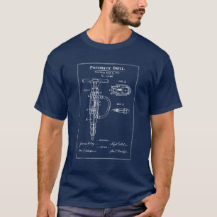 Pneumatic Drill Blueprint Patent T-Shirt
