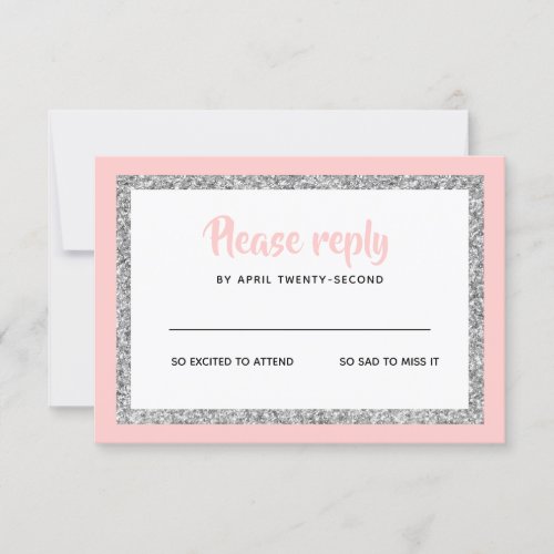 Pnk and Silver Bat Mitzvah Reply RSVP Card