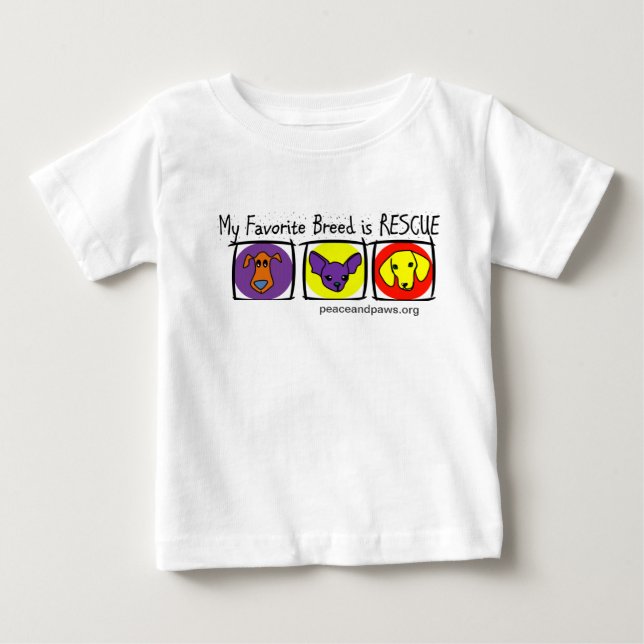 PNP Kids My Favorite Breed is Rescue Baby T-Shirt (Front)