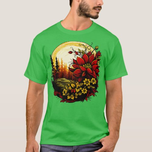 PNW Forest and Flowers T_Shirt