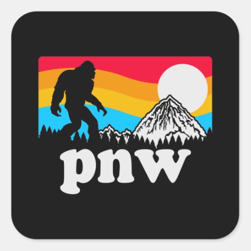 PNW Pacific Northwest Bigfoot Square Sticker