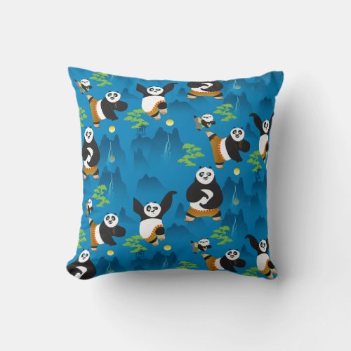 Po and Bao Blue Pattern Throw Pillow