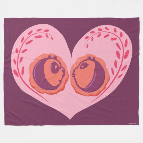 Po and Mei Mei in Heart Fleece Blanket