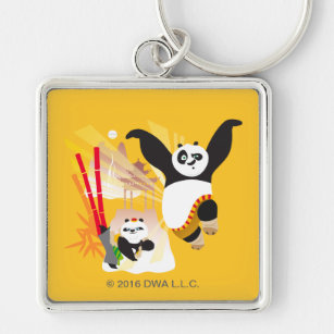 Cartoon Lightning Panda Keychain Tide Cool Kung Fu Panda Pendant Keyholder  Car Bag Trinket Fine Jewelry Accessories Keyring Gift