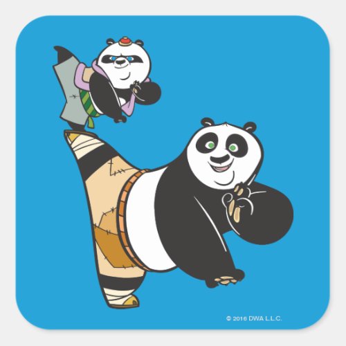 Po Ping and Bao Kicking Square Sticker