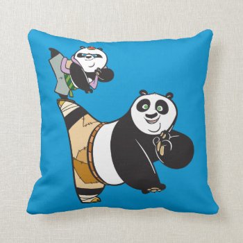 Po Ping And Bao Kicking Throw Pillow by kungfupanda at Zazzle