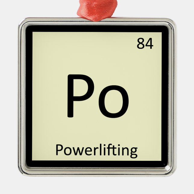 Po - Powerlifting Sports Chemistry Periodic Table Metal Ornament (Front)