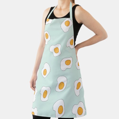Poached Egg Scatter Pattern On Mint Green Apron
