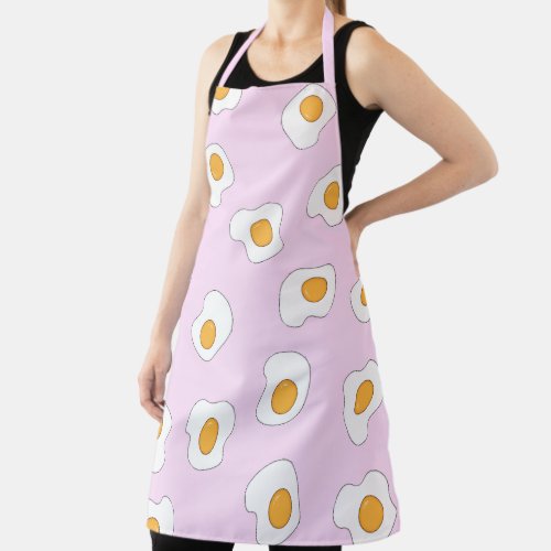 Poached Egg Scatter Pattern On Pink Apron