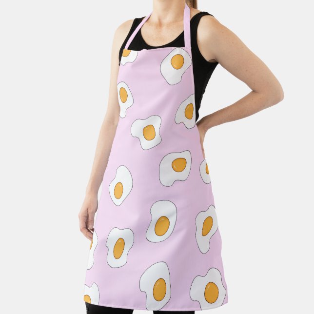 Poached Egg Scatter Pattern On Pink Apron (Insitu)