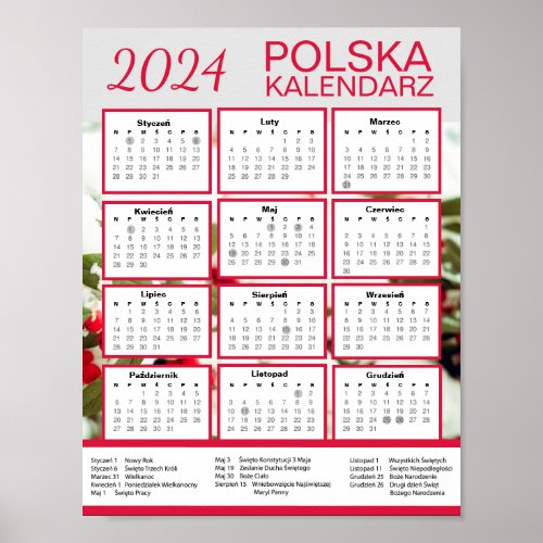  Pobierz Kalendarz   Polska 2024 Polish Calendar  Poster