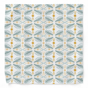 Poblanos Pattern Hand Drawn Tile Repeat Green Gold Bandana