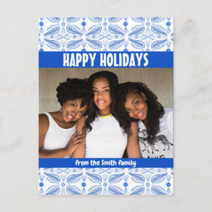 Poblanos Tile Pattern CUSTOM PHOTO Holiday Postcard