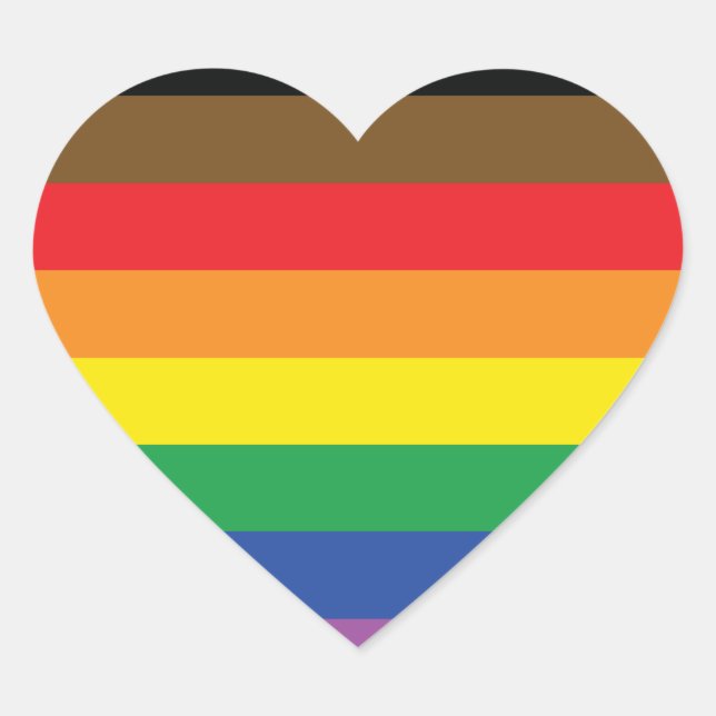 POC Inclusive Gay Pride Flag Heart Sticker (Front)