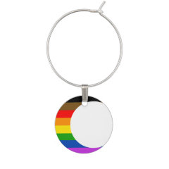 PoC Inclusive Rainbow Pride Flag Crescent Moon  Wine Charm