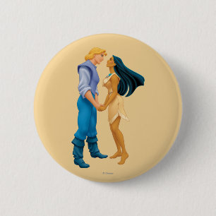 Pocahontas and John Smith Holding Hands Pinback Button