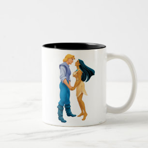 Pocahontas and John Smith Holding Hands Two-Tone Coffee Mug