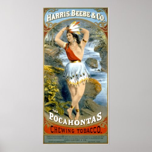 Pocahontas Native American Maiden Vintage Ad Poster