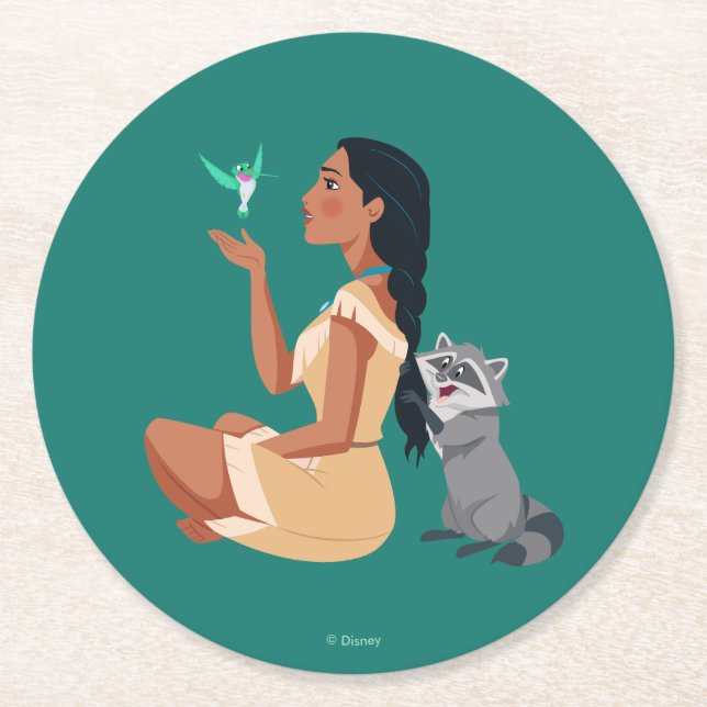 Pocahontas & Pals Forest Friendship Round Paper Coaster (Front)