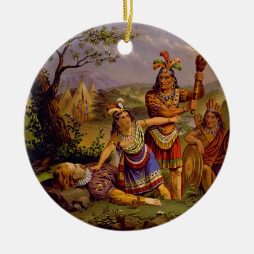 Pocahontas Saving the Life of Captain John Smith Ceramic Ornament