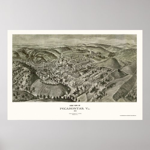 Pocahontas VA Panoramic Map _ 1911 Poster