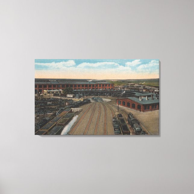 Pocatello, ID - Train Depot Round House & Canvas Print (Front)