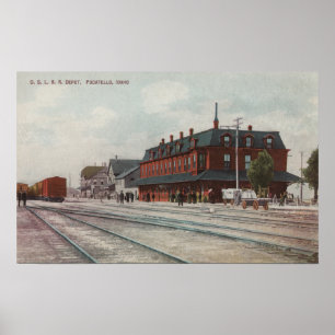 Pocatello, ID - Trains & People Around Train Poster